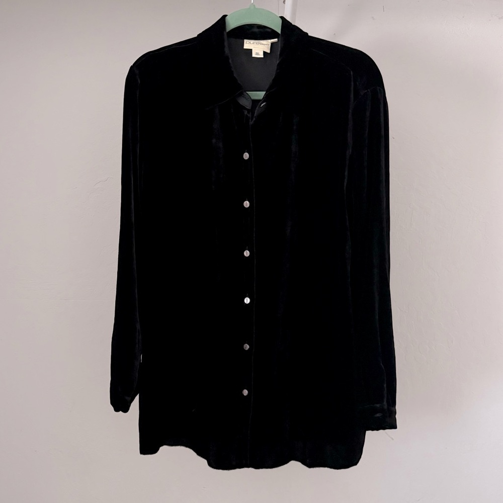 Y2K Pure DKNY Black Velvet Shirt